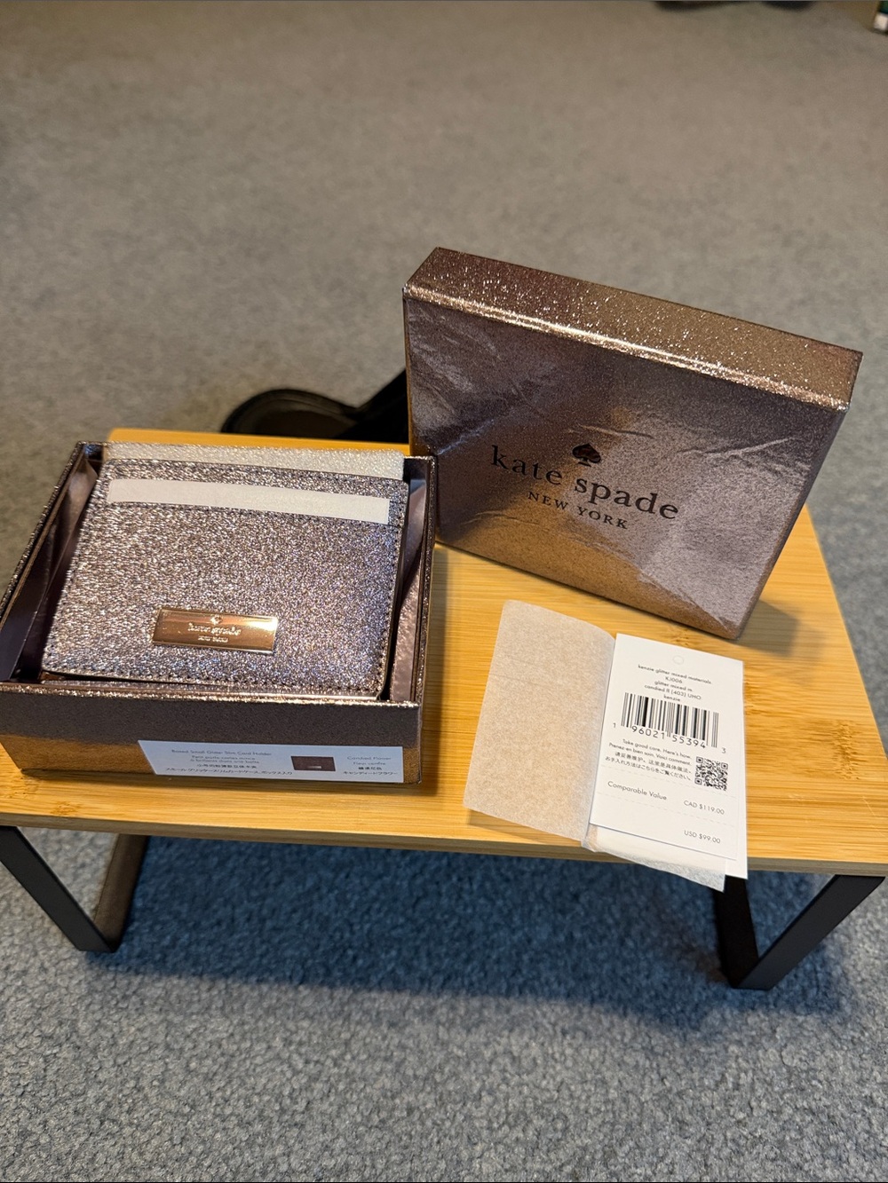 kate spade glitter cardholder - Gold tone shimmer